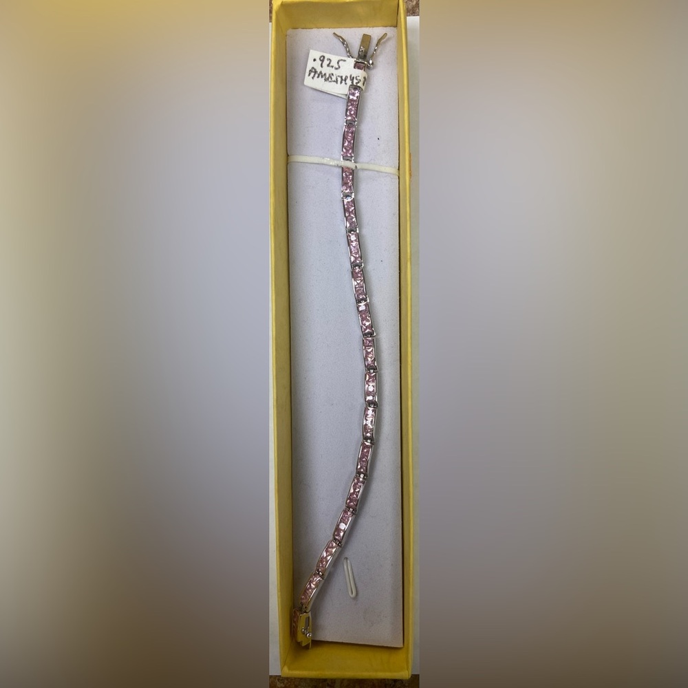 SILVER .925 WOMEN GORGEOUS AMETHYST BRACELET MADE BY FAS COMPANY MSRP $269